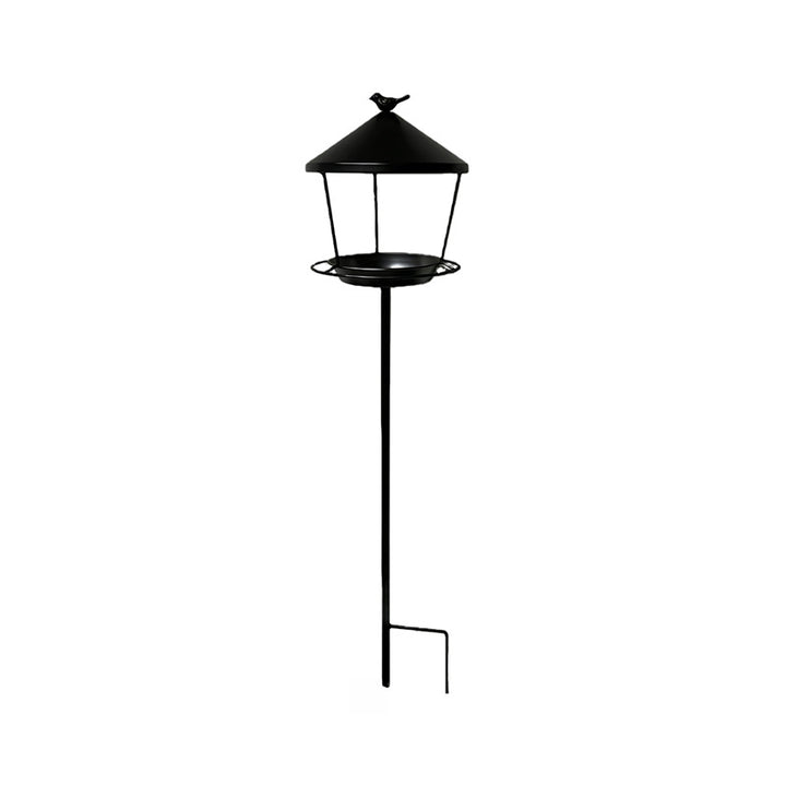 Bird feeding station with ground spike made of iron