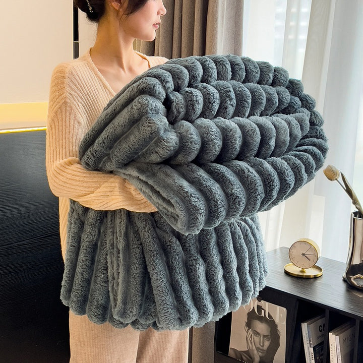 Rabbit fur wool blanket, polyester, Nordic