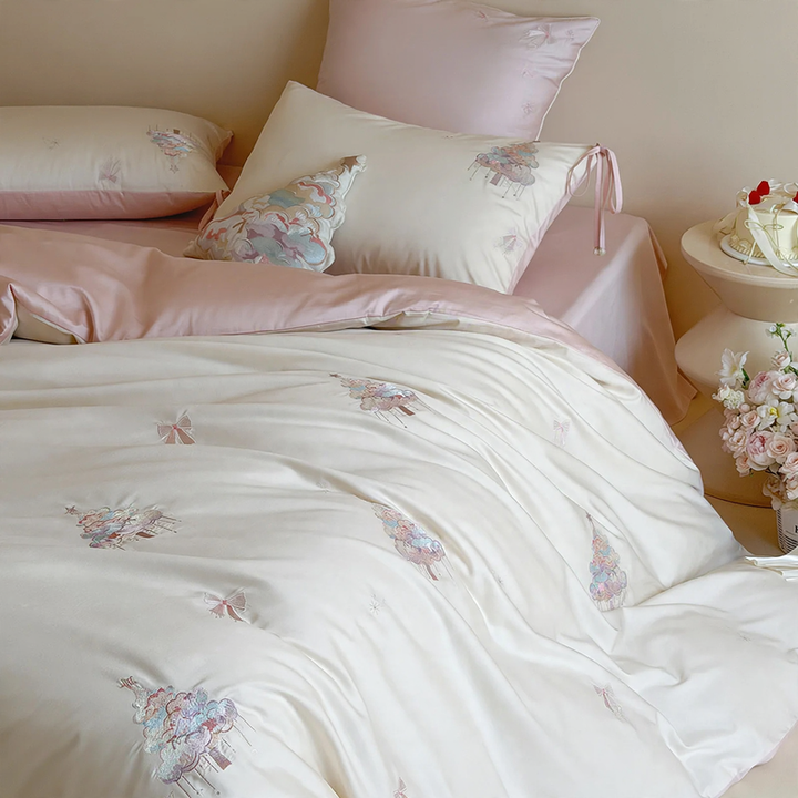 Long-staple cotton bedding set 4-piece, embroidered