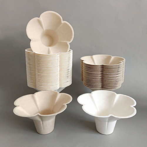 Disposable paper cups, flower shape, biodegradable