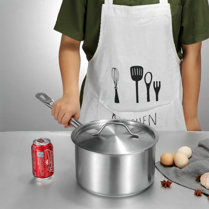Stainless steel soup pot, 28 cm, double-walled, glass lid