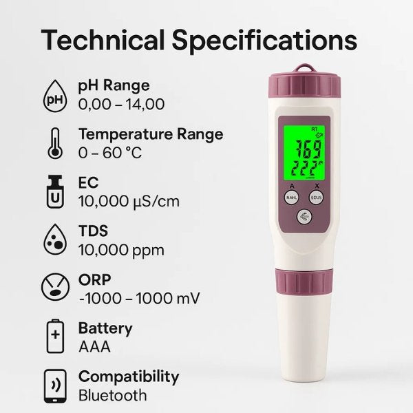 BowLift | Digital Pool Tester – Measuring device for pH and chlorine for easy pH measurement in pool water