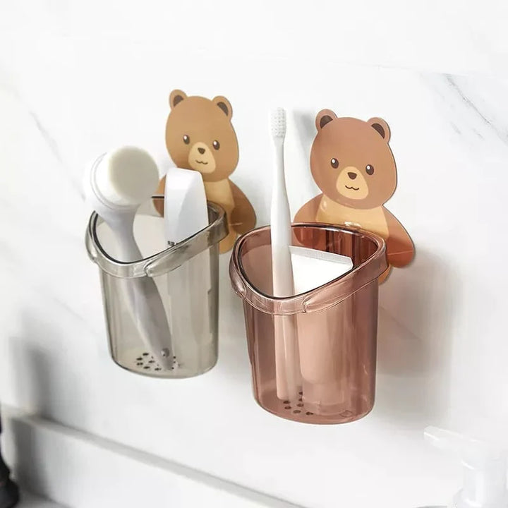 Bear Toothbrush Holder Cup Wall Mounted Bowlift