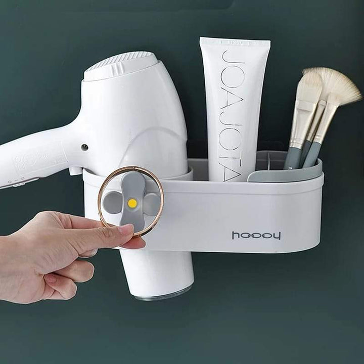 Wall Mounted Cute Hair Dryer Blower Organizer Rack Bowlift