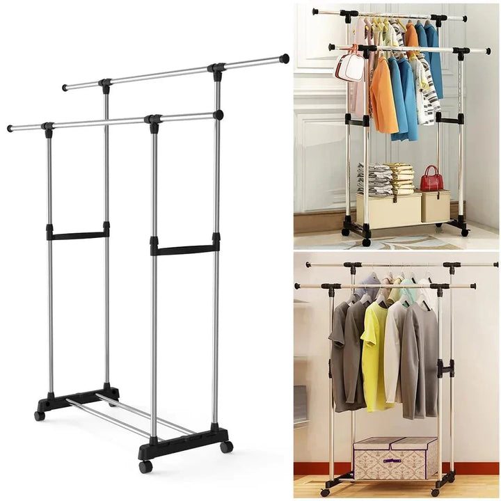 Double Pole Cloth Rail With Wheels Bowlift