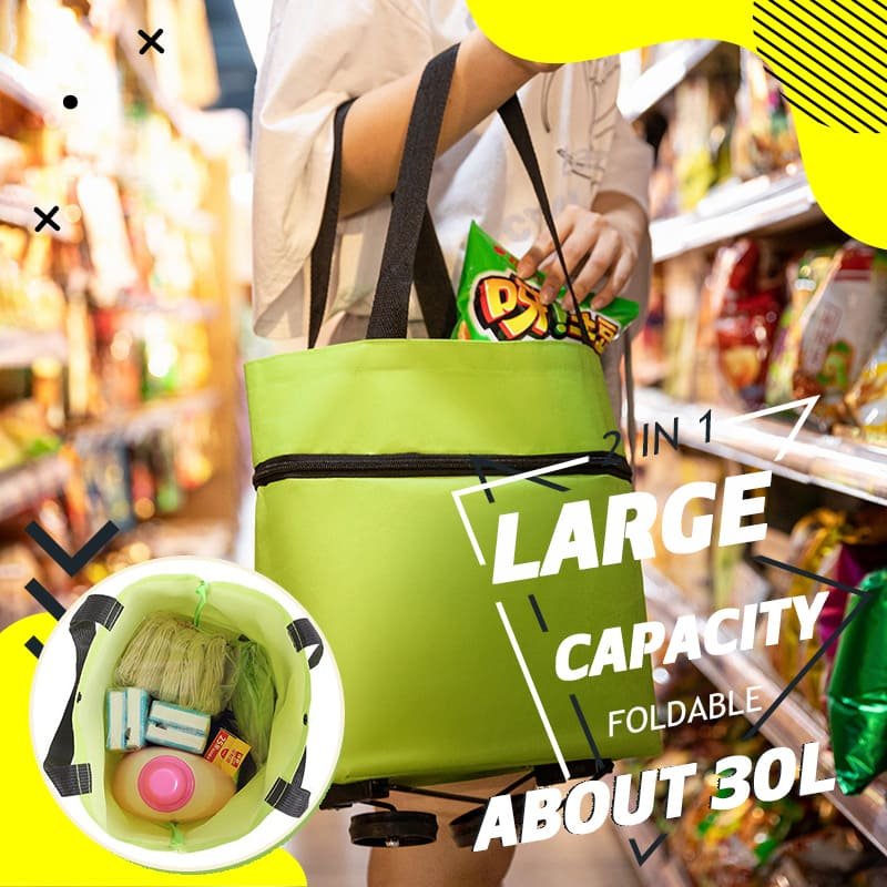 BowLift | 2-in-1 Convertible Shopping Bag with Wheels - CarryFlex