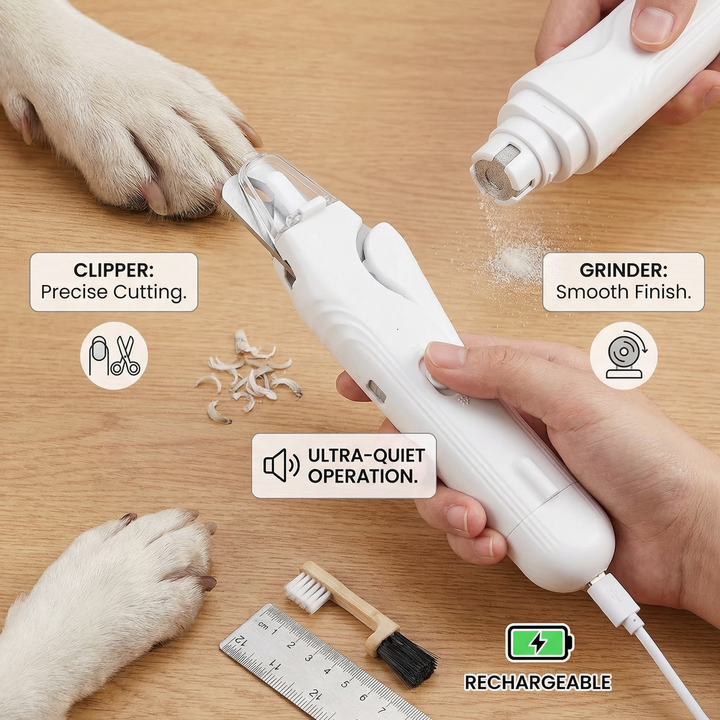 2-in-1 Professional Dog Nail Clipper & Grinder – Ultra-Quiet & Rechargeable Bowlift