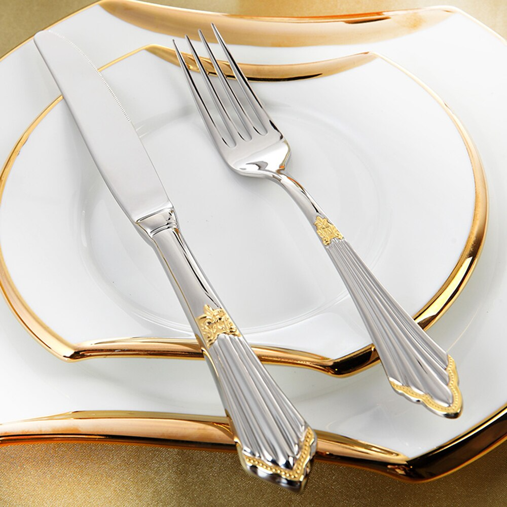 BowLift | 24- or 48-Piece Stainless Steel Cutlery Set in Gold Finish - GlowCut