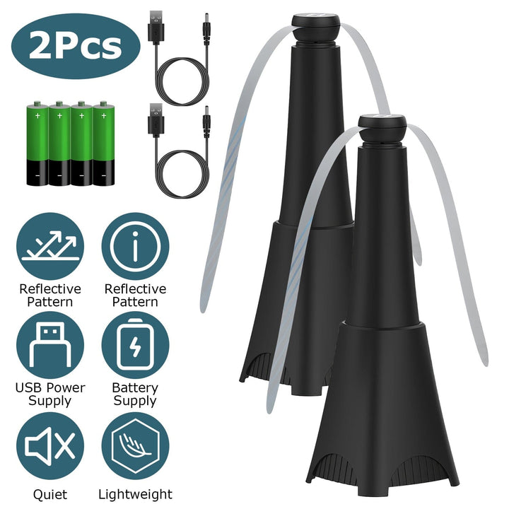 BowLift | 2-pack: Carrying fan with reflective fly repellent, rechargeable battery operated