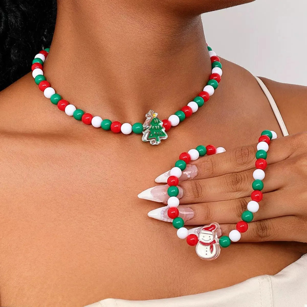 BowLift | 2 Piece Christmas Beaded Necklace with Holiday Charms
