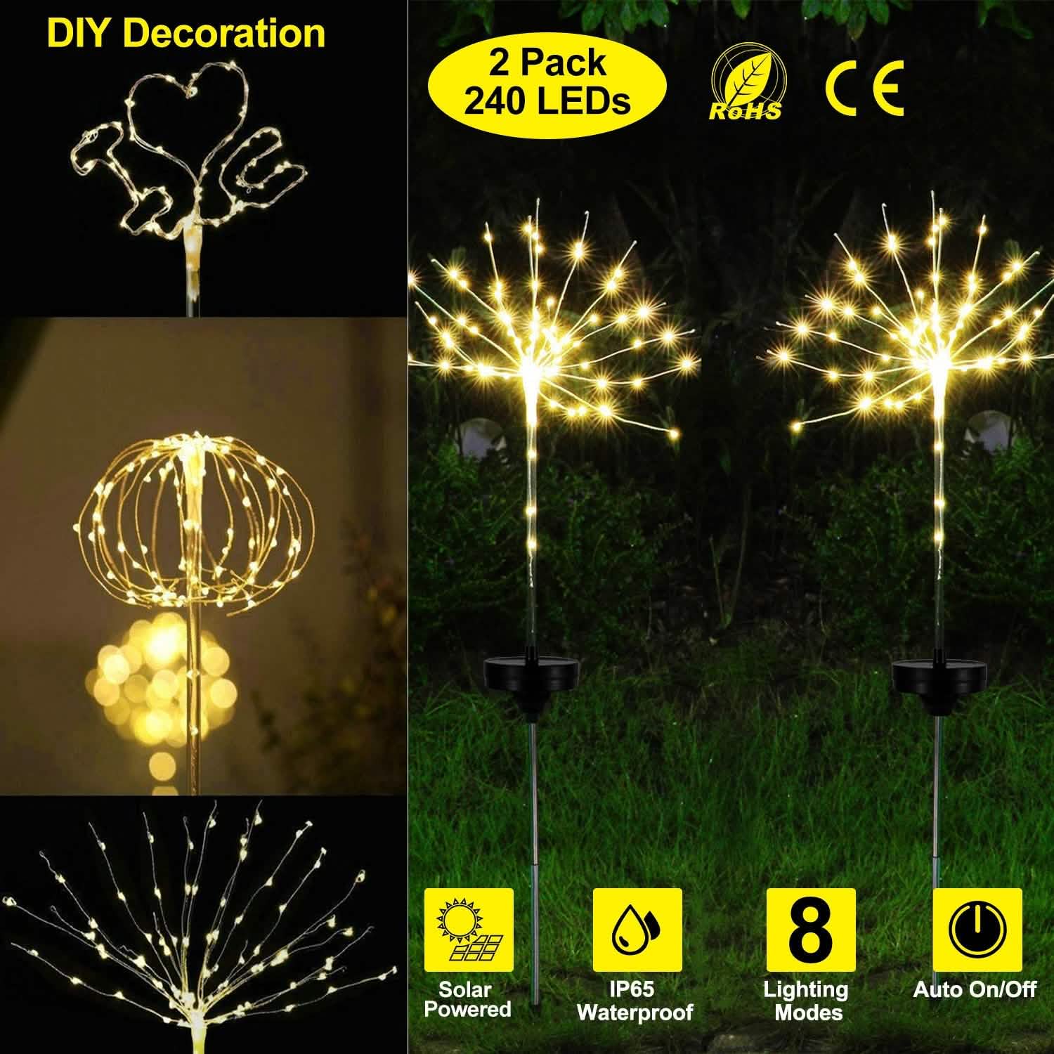 BowLift | 2-piece: Solar-powered star explosion garden lights