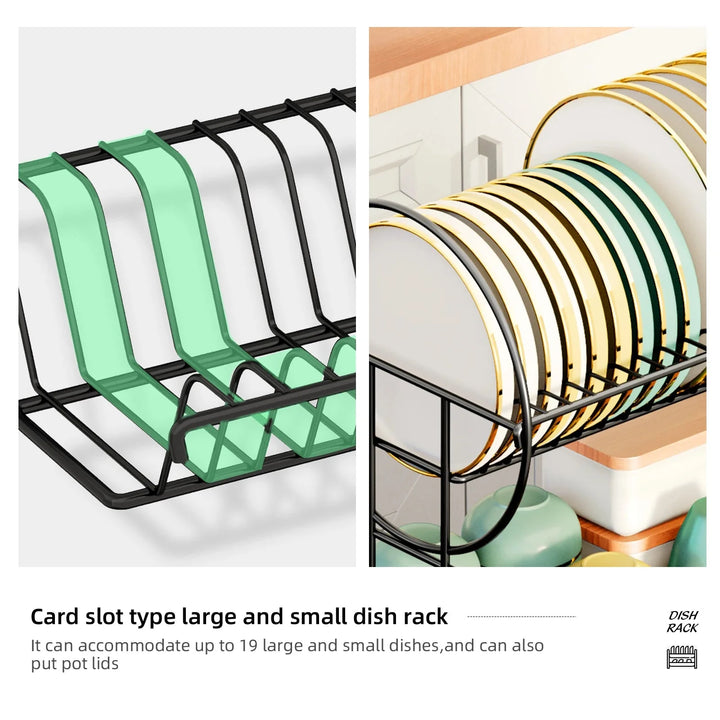 2 Tier Dish Drying Rack Drain Board Set Tableware Drainer Kitchen Rack | Bowlift