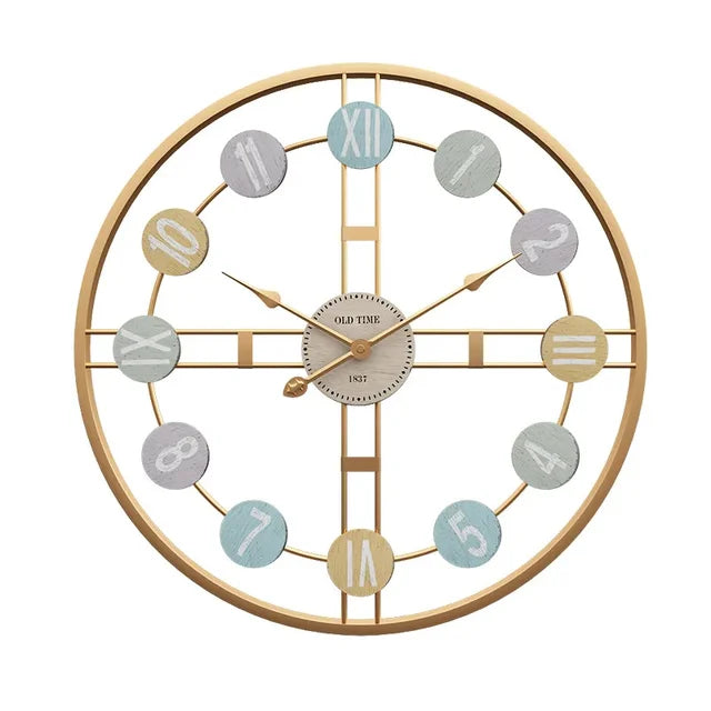 BowLift | StilTijd – Large Vintage Wall Clock with Roman Numbers and Metal Frame