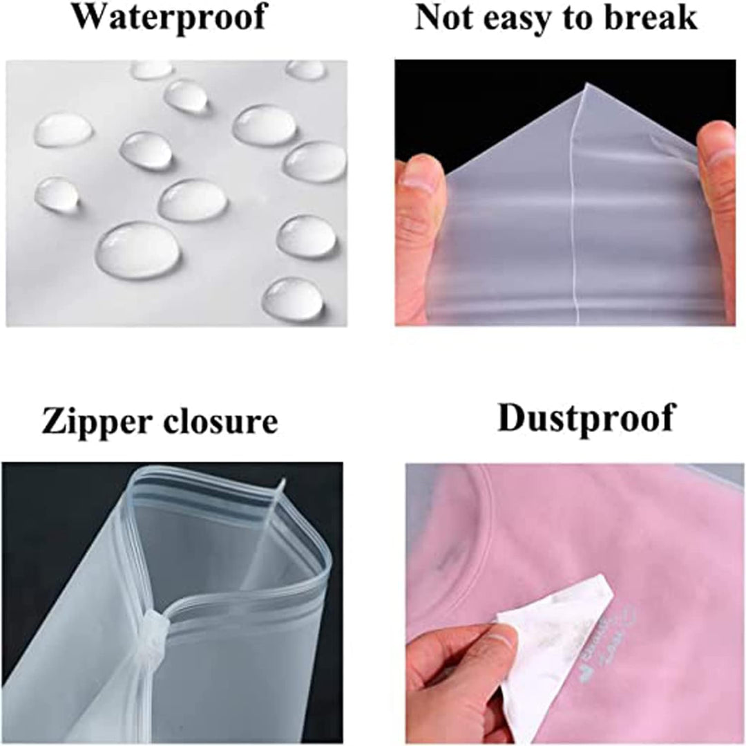 Multi-Purpose Frosted Zip Storage Bags – 20-Pack Plastic Garment Sleeves (Buy 2 Sets, Take 1 FREE) | Bowlift