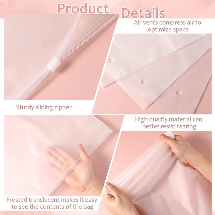 Multi-Purpose Frosted Zip Storage Bags – 20-Pack Plastic Garment Sleeves (Buy 2 Sets, Take 1 FREE) | Bowlift