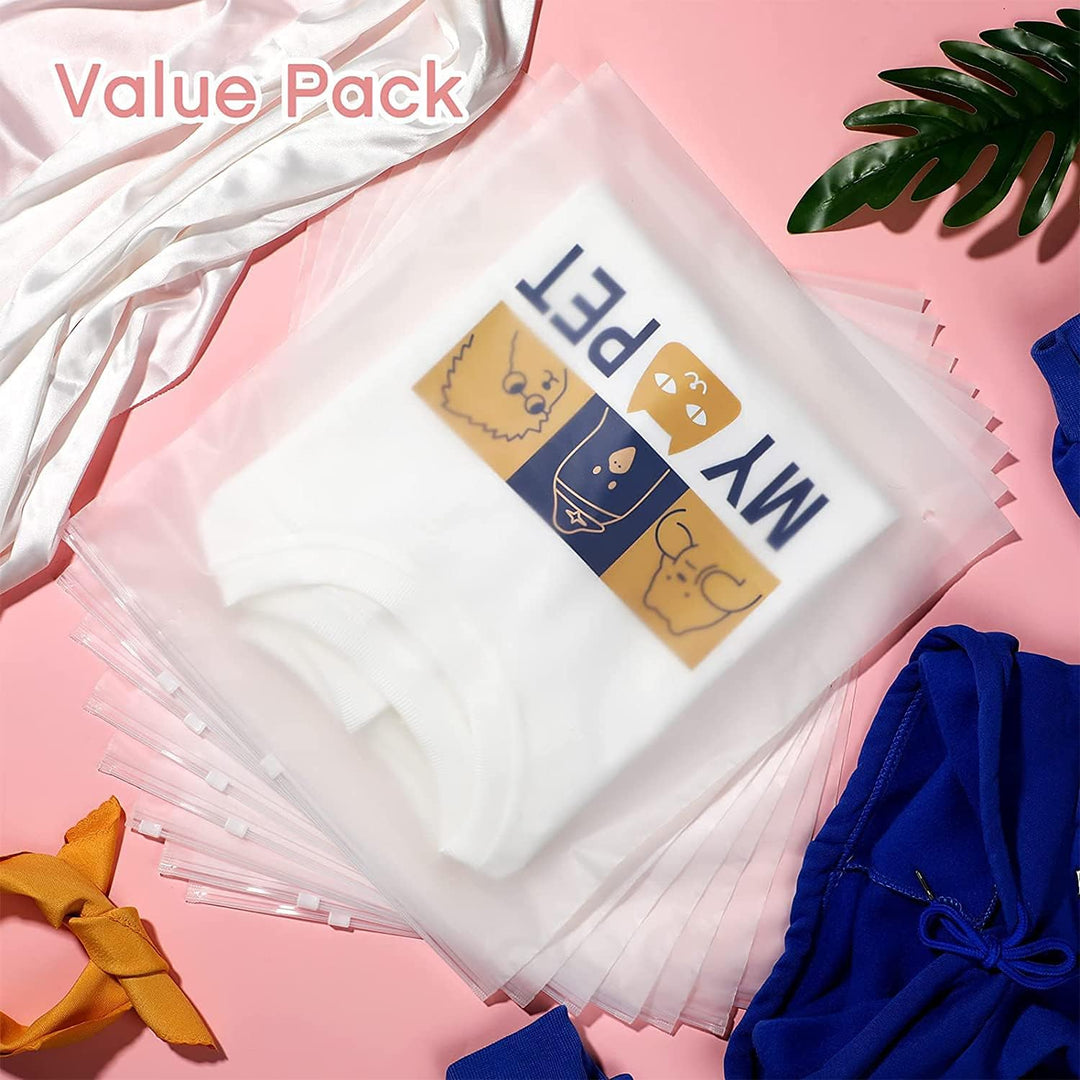 Multi-Purpose Frosted Zip Storage Bags – 20-Pack Plastic Garment Sleeves (Buy 2 Sets, Take 1 FREE) | Bowlift