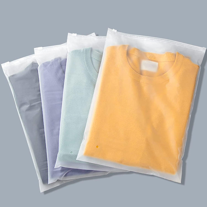 Multi-Purpose Frosted Zip Storage Bags – 20-Pack Plastic Garment Sleeves (Buy 2 Sets, Take 1 FREE) | Bowlift