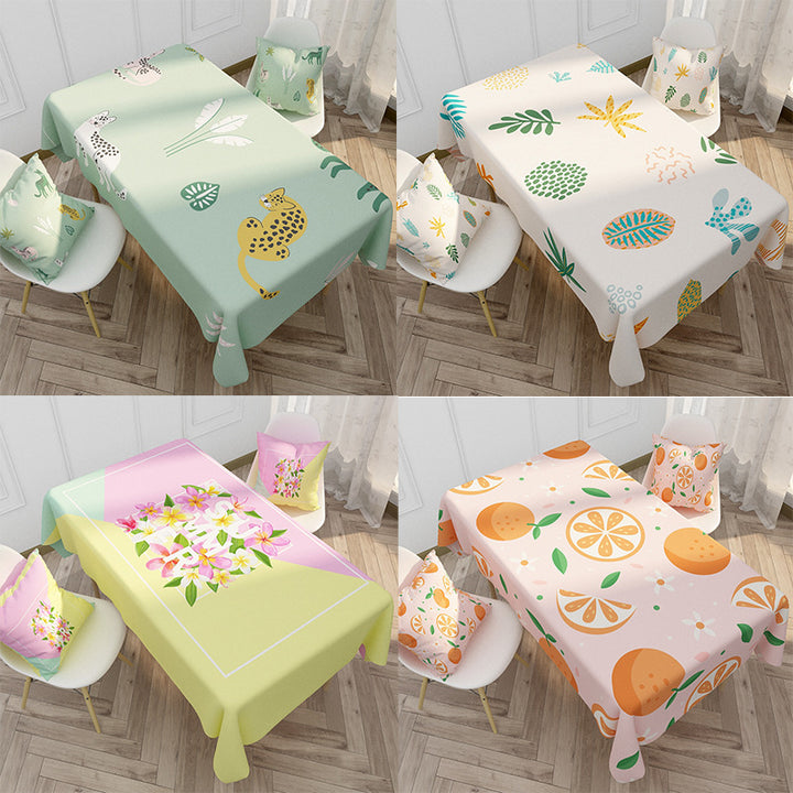 Printed Waterproof Polyester Tablecloth with Citrus Pattern