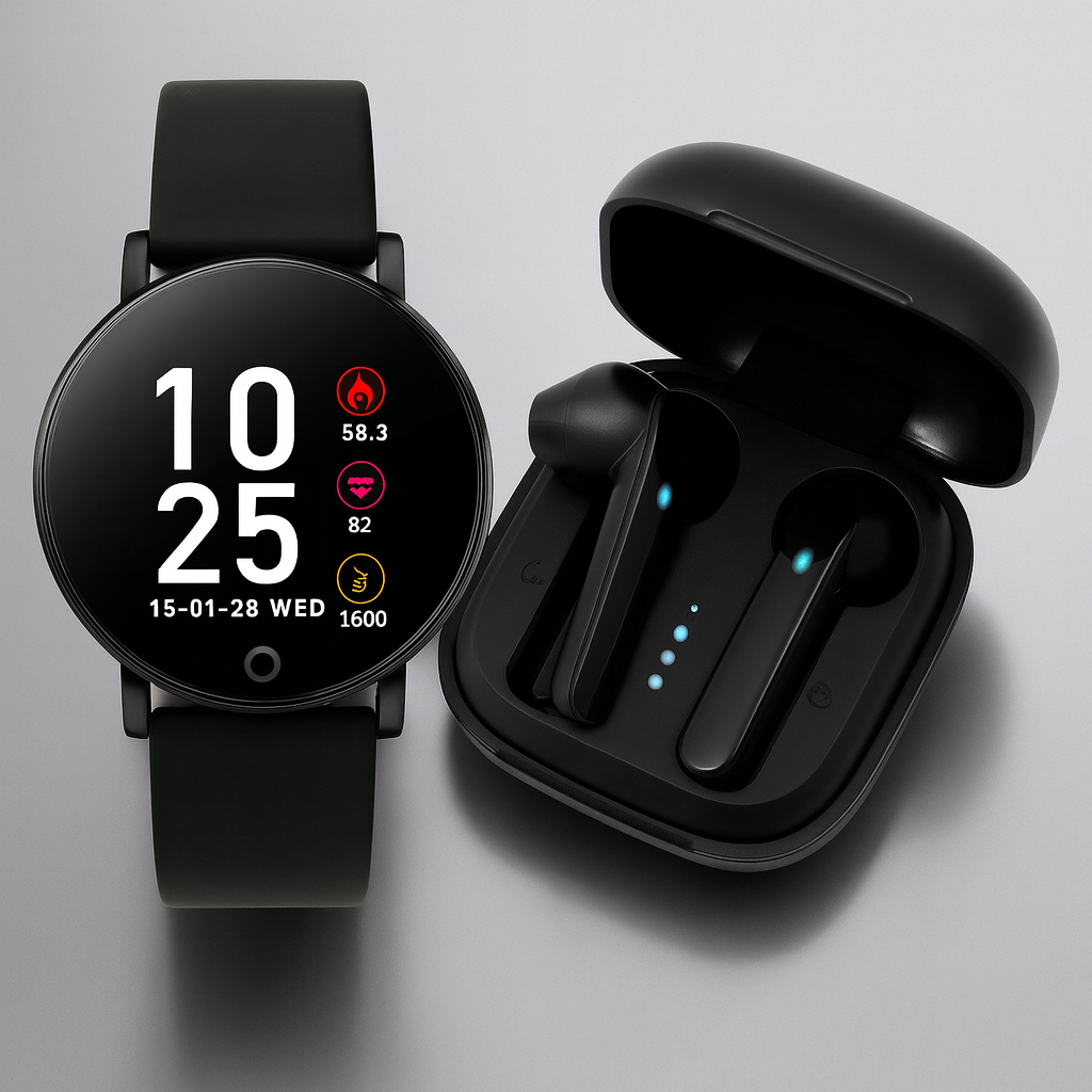 BowLift | Smartwatch Fitness Tracker Wireless Earbuds Set