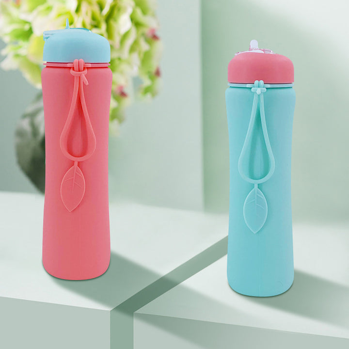 Ladies Foldable Silicone Drinking Bottle with Practical Carrying Strap Bowlift