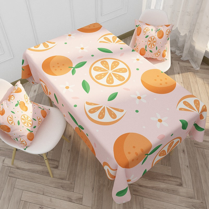 Printed Waterproof Polyester Tablecloth with Citrus Pattern