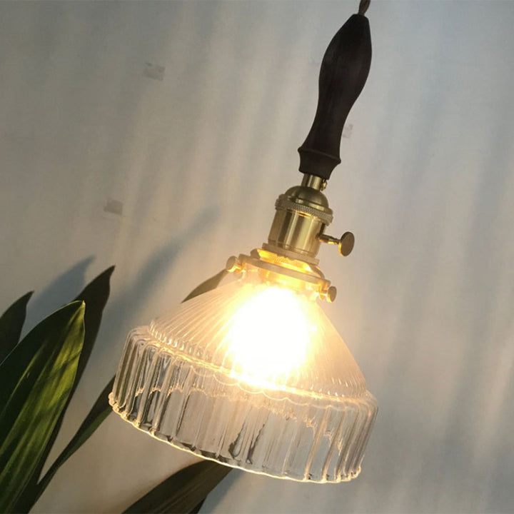 Rustic Pendant Lamp with Rippled Glass - Industrial Design | Bowlift