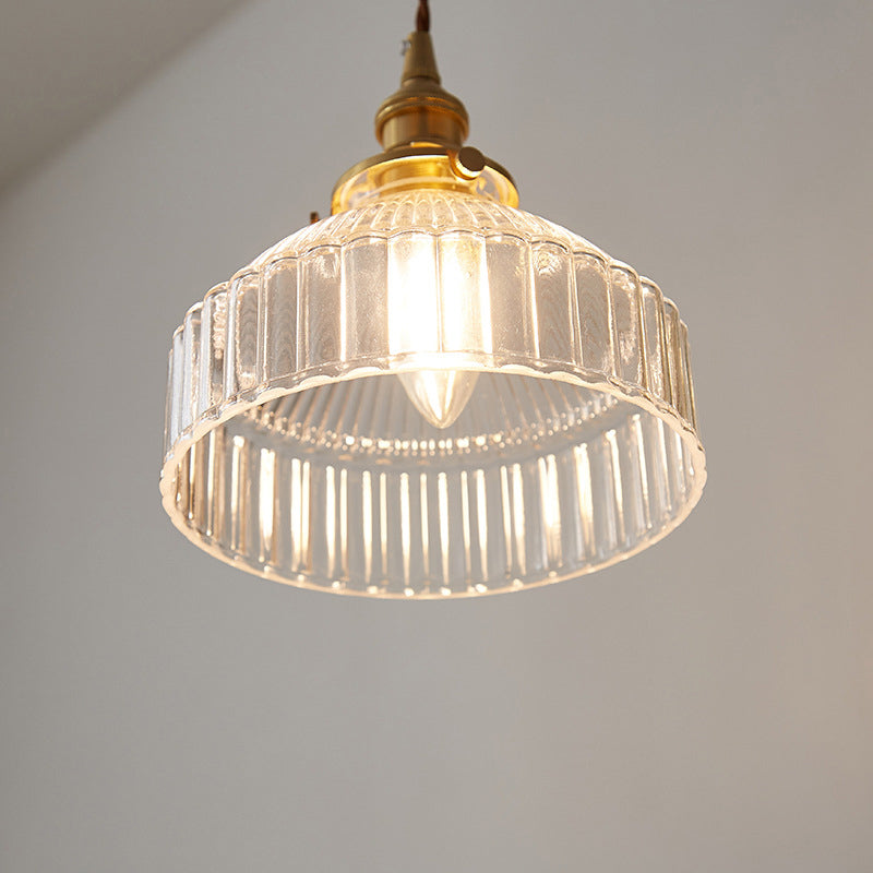 Rustic Pendant Lamp with Rippled Glass - Industrial Design | Bowlift