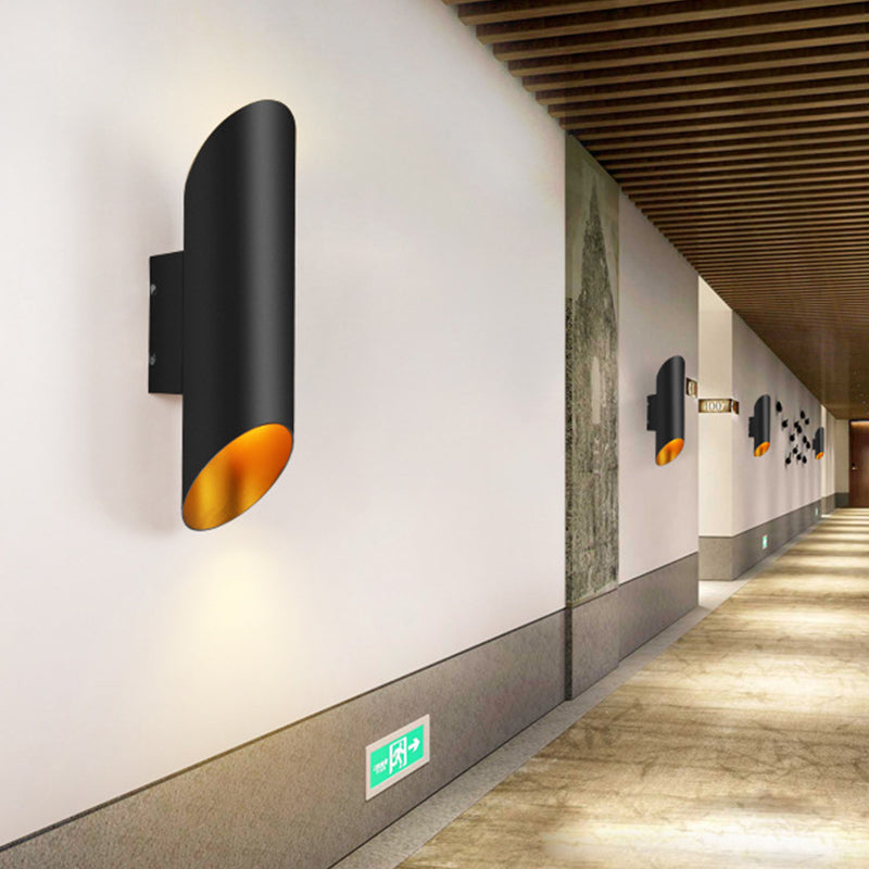 BowLift | Minimal Oblique Tube Wall Lamp Aluminum 2 Lights Corridor Wall Light in Black