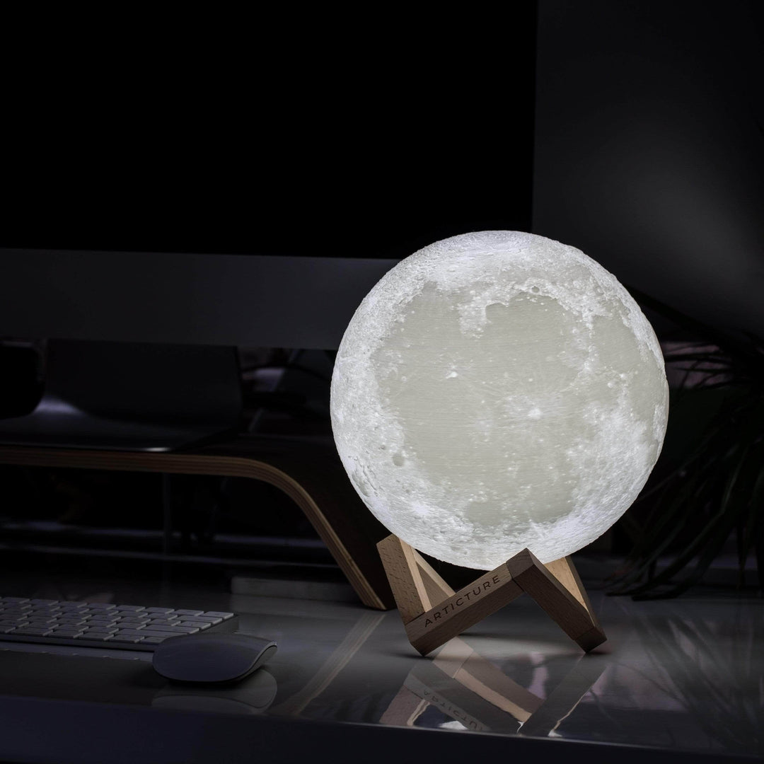 BowLift | Moon Lamp Wooden Base 3D Table Light