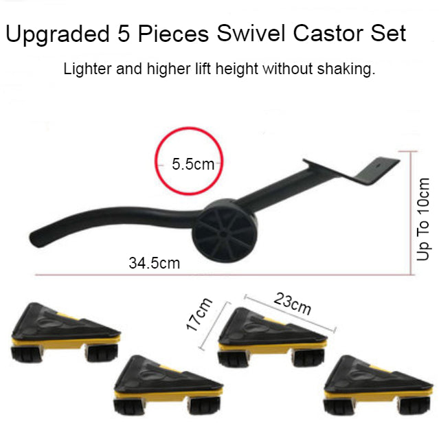 BowLift | Mini Floor Jack with Swivel Castors, Anti-detachment Design, Strong Load Bearing Capacity, for Home Use, Moving Heavy Objects