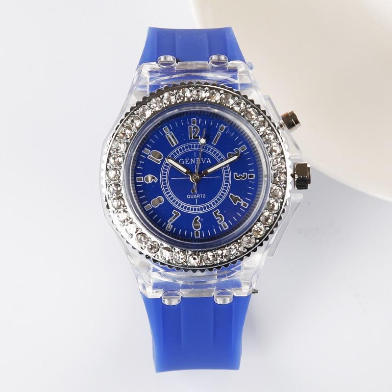 BowLift | 2019 Fashion Silicone Diamond Rhinestone Watch LED Luminous Colorful Lights Watch Women Ladies Quartz Wristwatch