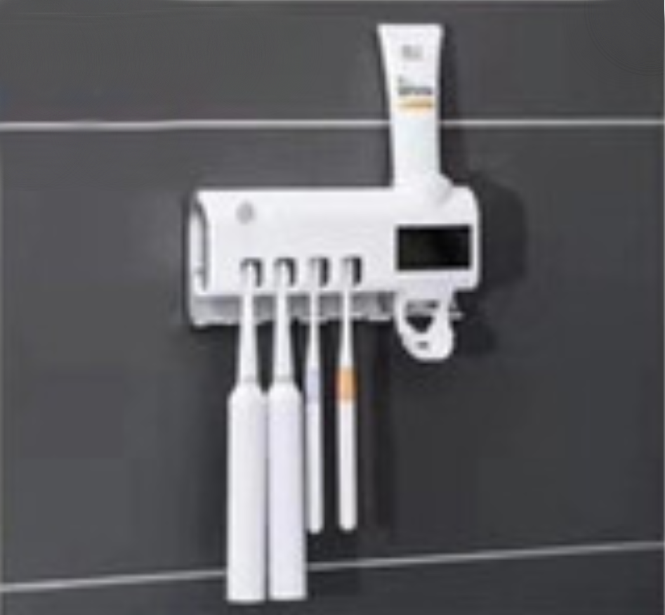 BowLift | Smart Punch-free UV Sterilization Toothbrush Sterilizer / Shelf with Automatic Toothpaste, Solar Powered, Lithium Battery Storage, Dual Sterilization & Automatic Induction