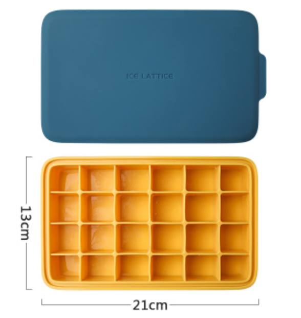 BowLift | Silicone Ice Mold with 12 Hexagon or 24 Square Cavities, with Food Grade Silicone, Dustproof Lid, Dishwasher Safe and Easy to Demold