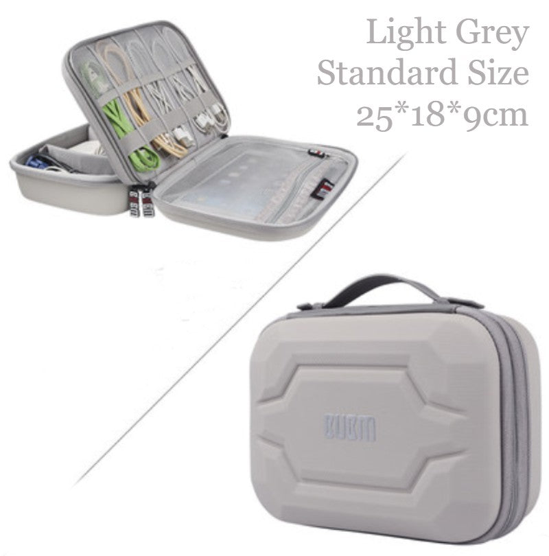 BowLift | Portable Large-capacity Digital Accessory Storage Bag, with EVA Hard Shell, Waterproof and Shockproof Design, Double Storage and Adjustable Partition, for Cables, Power Bank, Cosmetics and More