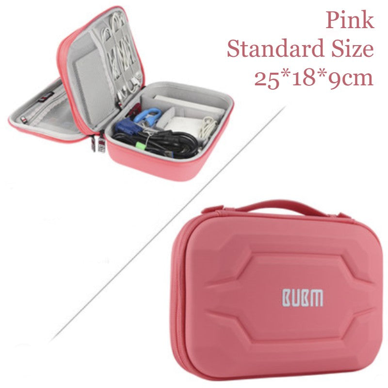 BowLift | Portable Large-capacity Digital Accessory Storage Bag, with EVA Hard Shell, Waterproof and Shockproof Design, Double Storage and Adjustable Partition, for Cables, Power Bank, Cosmetics and More