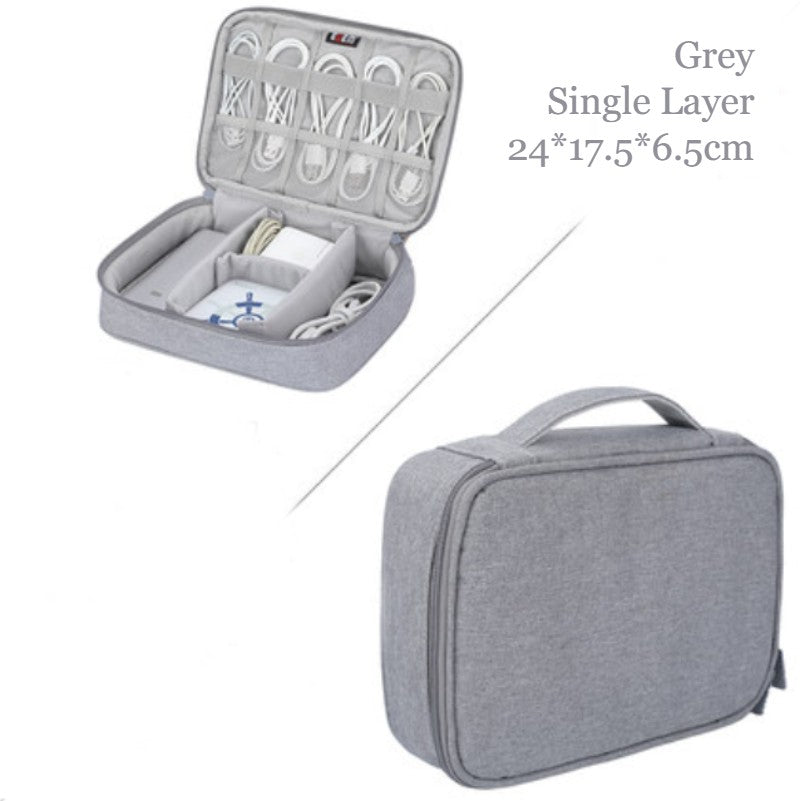 BowLift | Portable Large-capacity Digital Accessory Storage Bag, with EVA Hard Shell, Waterproof and Shockproof Design, Double Storage and Adjustable Partition, for Cables, Power Bank, Cosmetics and More
