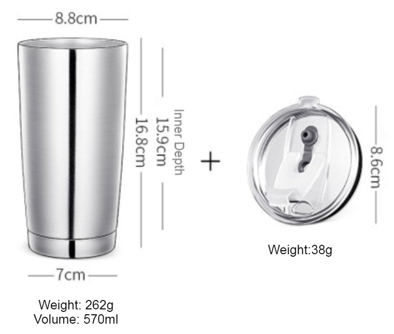 BowLift | Stainless Steel Vacuum Insulation Travel Mug with Reusable Straw and Crystal Clear Lid, for Water, Coffee, Cold and Hot Beverage