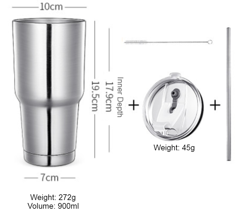 BowLift | Stainless Steel Vacuum Insulation Travel Mug with Reusable Straw and Crystal Clear Lid, for Water, Coffee, Cold and Hot Beverage