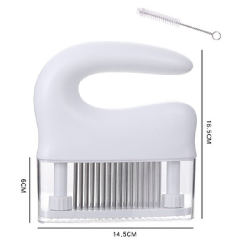 BowLift | 48-pin Stainless Steel Meat Tenderizer, with Cleaning Brush, Comfortable Grip and Easy to Clean Design, for Steak, Chicken, Fish and Pork