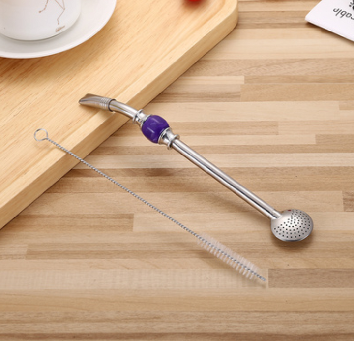 BowLift | Stainless Steel Reusable Drinking Straws with Filter Spoon, with Storage Box & Cleaning Brush