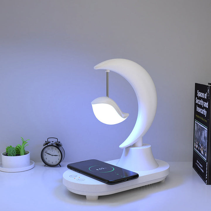 Moonsphere wireless LED lamp with Bluetooth speaker and charger Bowlift