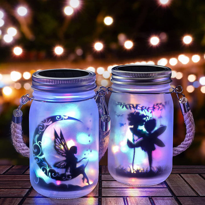 Solar Creative Fairy Frosted Glass Jar LED Outdoor Light | Bowlift