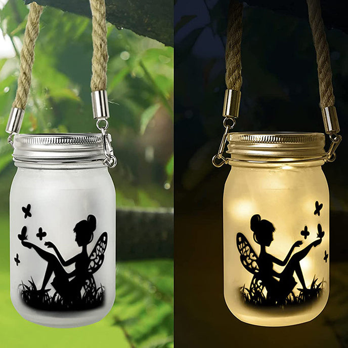 Solar Creative Fairy Frosted Glass Jar LED Outdoor Light | Bowlift