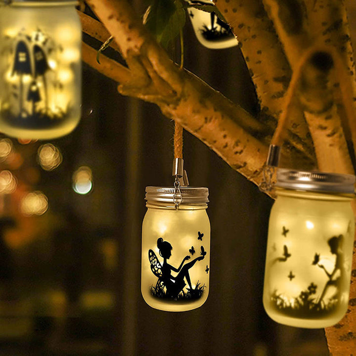 Solar Creative Fairy Frosted Glass Jar LED Outdoor Light | Bowlift