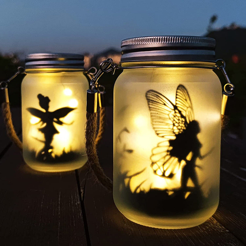 Solar Creative Fairy Frosted Glass Jar LED Outdoor Light | Bowlift