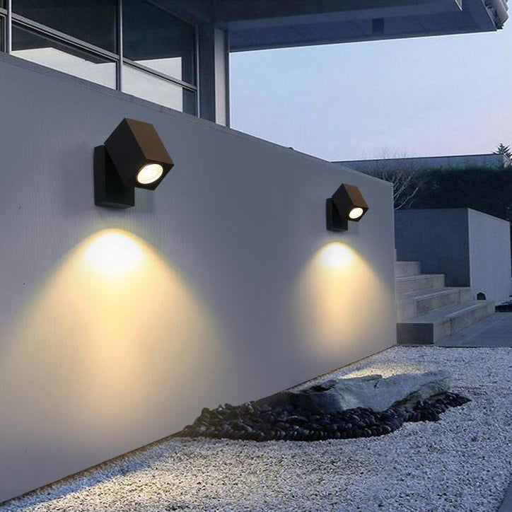 Modern Outdoor Waterproof Square Spotlight Adjustable Angle LED Garden Wall Sconce Lamp | Bowlift