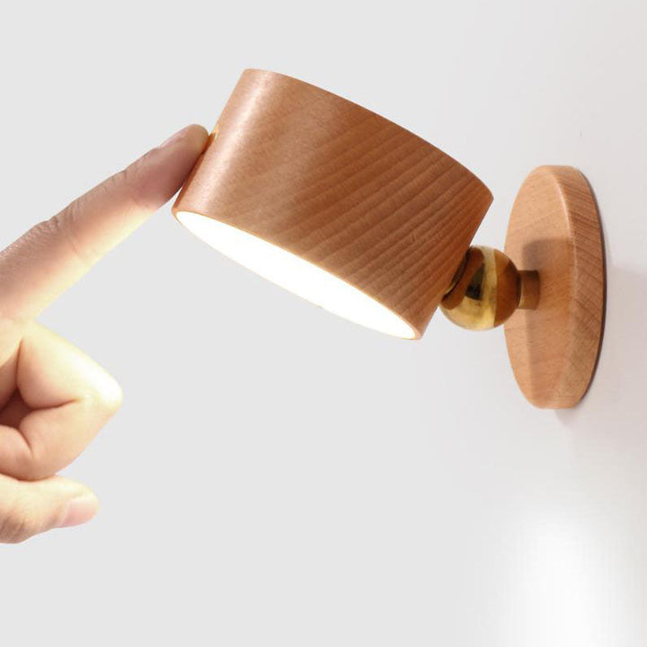 BowLift | Simple wood USB rechargeable touch magnet LED night light wall sconce lamp