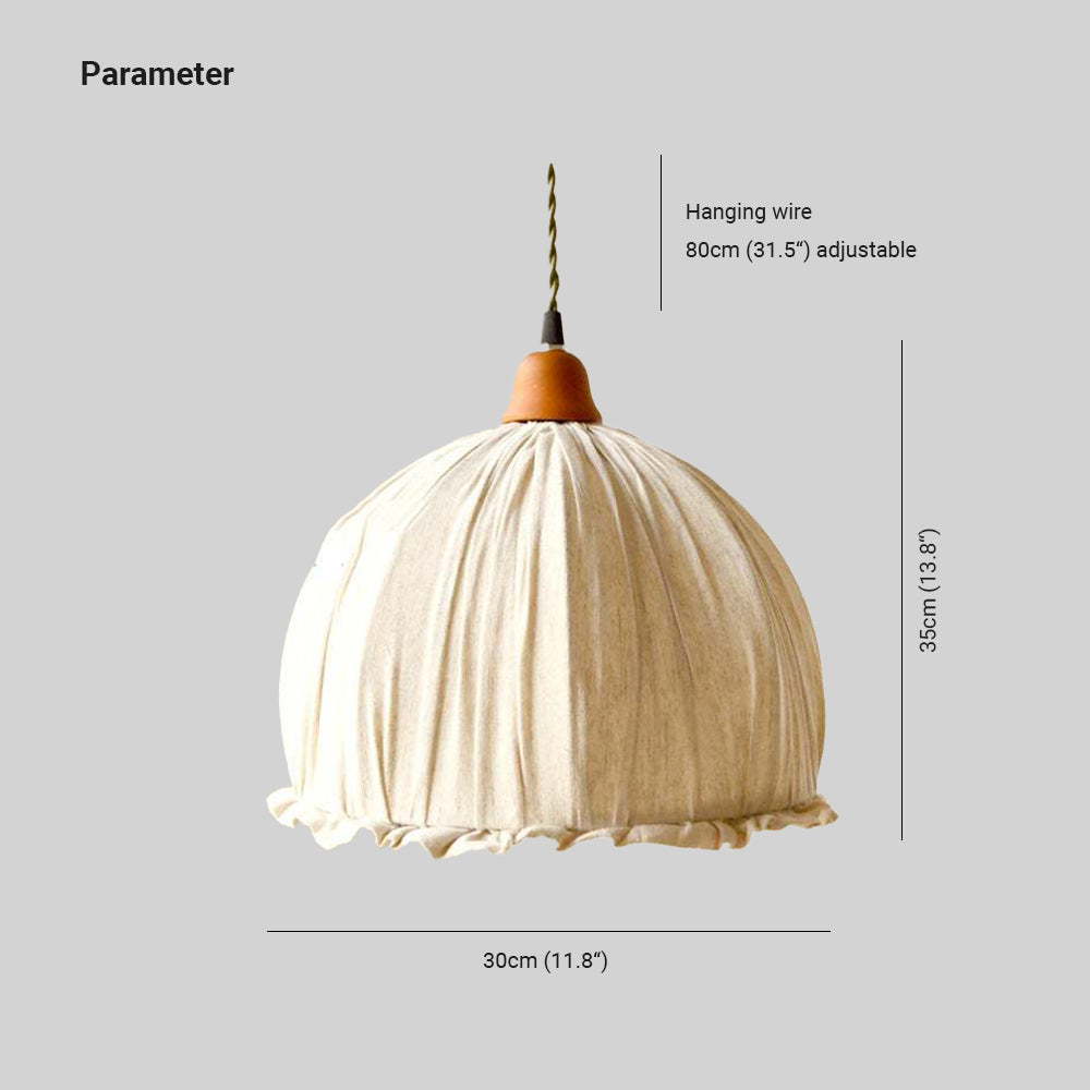 EcoLume - Minimalist Scandinavian LED Pendant Light Beige Fabric Shade, AdjustaBowlifte for Living Room and Dining Room | Bowlift