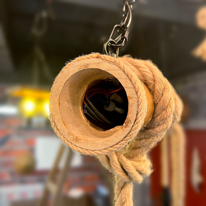 BowLift | AlessioGlow - Retro Metal Wood Pendant Lamp for Atmospheric Interiors
