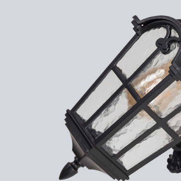 Traditional European Quadrilateral Window Shape Aluminum Glass 1-Light Wall Sconce Lamp For Outdoor Patio | Bowlift